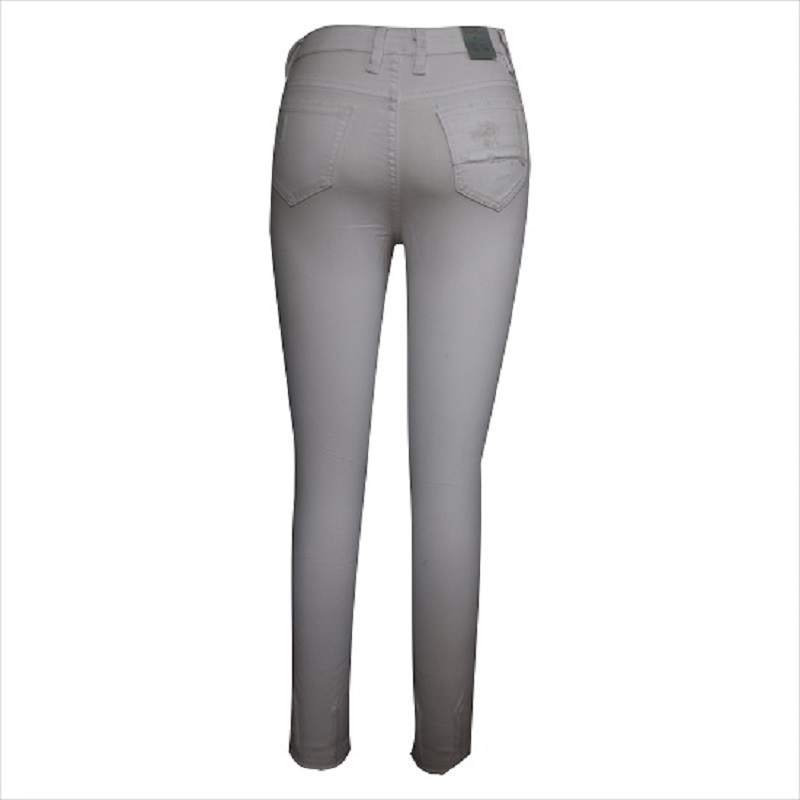 ginocchio e jeans strappati bianchi a vita alta WS1001