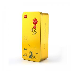 Scatola rettangolare in latta con finitura metallica color oro