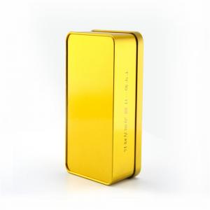 Scatola rettangolare in latta con finitura metallica color oro
