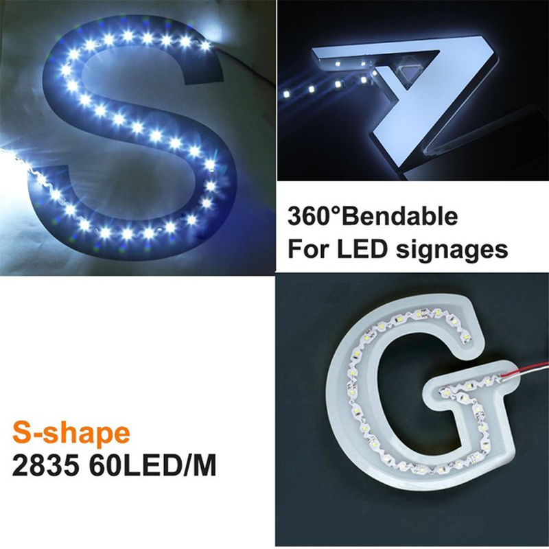 Nuovo arrivo su misura Design IP20 Smd 2835 S Forma LED Strisce LED pieghevoli Striscia LED flessibile 360 ​​gradi