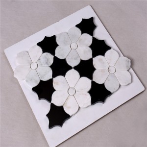 hsc62 splendido bianco e nero di piastrelle di marmo del pavimento di piastrelle del bagno con fiore e muro mattonella