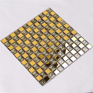 hdt10 metà est stile golden metal cercando electroplated vetro mosaico piastrelle quadrate