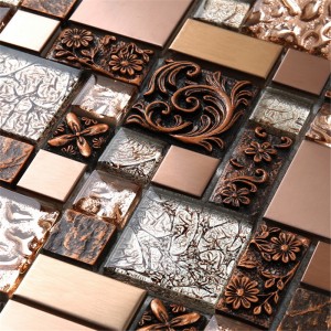 hxl09 quadrato d'oro del mosaico in vetro tegole di rame in acciaio inossidabile piastrelle per bagni e cucine