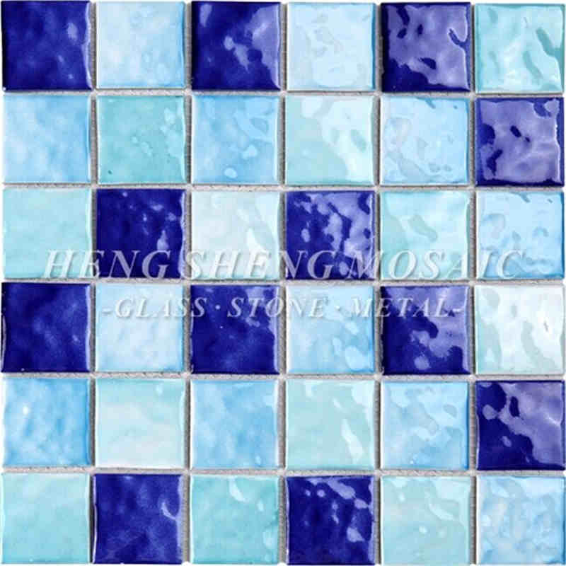 Wavy 3D antisdrucciolevole Candy colore blu e bianco ceramica Swmming Pool tessere di mosaico in vetro Bagno Spa Porcellana in porcellana decorazione pareti