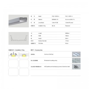 ha condotto striscia alloggi di alluminio con tappo profilo quadro pc copertura video