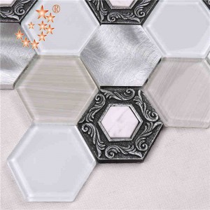 premio piastrelle decorative spazzolato lega hexagon vetro mosaico ristorante decorazione muro bianco