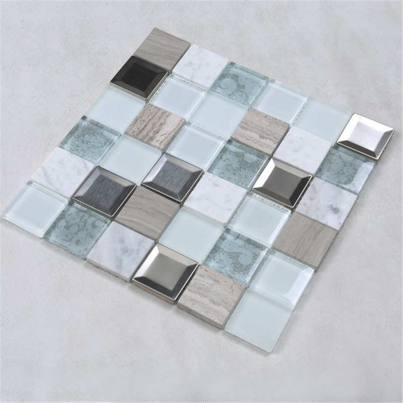 Mattonelle del bagno dell'hotel del mosaico del mosaico di Backsplash del metallo dell'acciaio inossidabile della miscela di vetro del Seashell della miscela di vetro di alta qualità