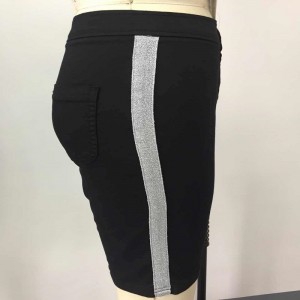 Shorts in denim con nastro glitter laterale donna WS325