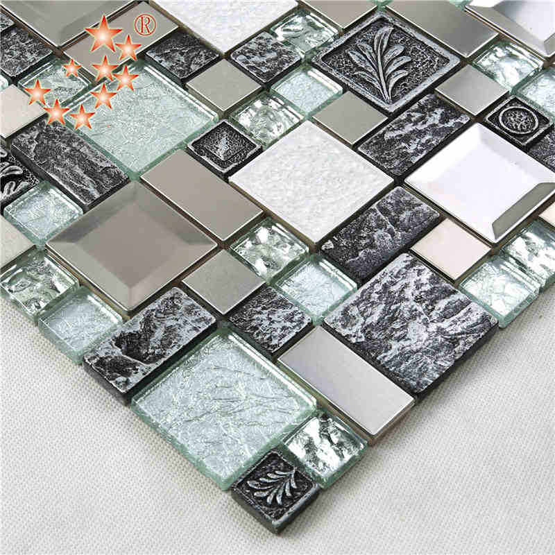 Il quadrato unico del bronzo di vetro della stagnola d'argento scolpisce le mattonelle di mosaico della resina per la parete di arte della decorazione