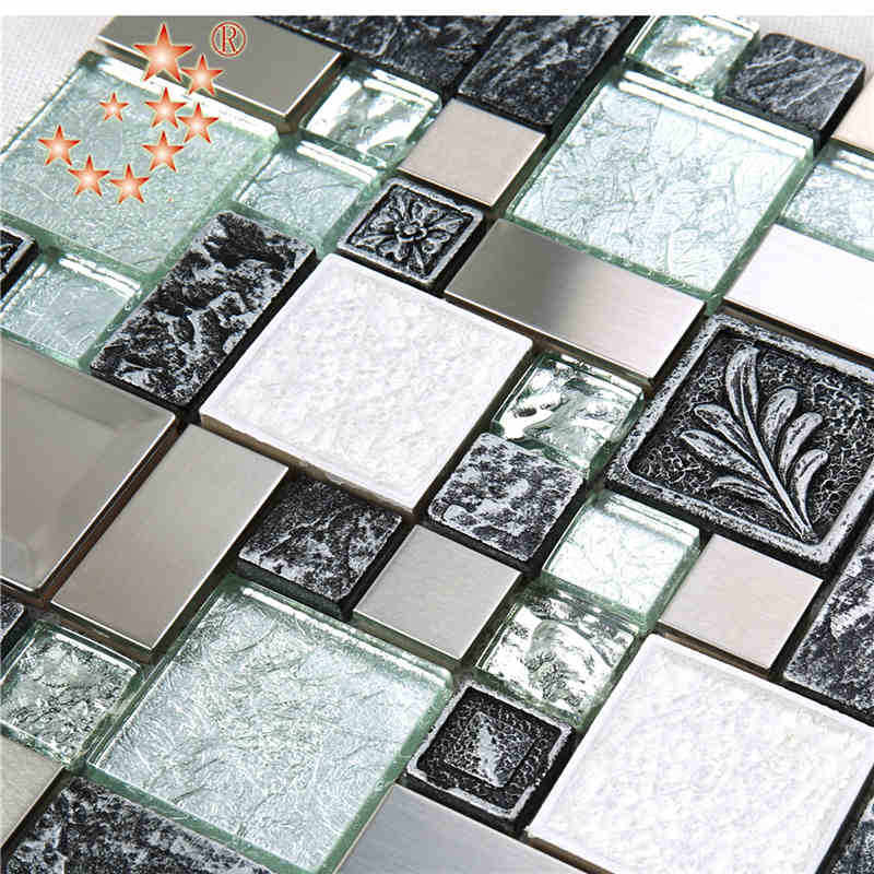 Il quadrato unico del bronzo di vetro della stagnola d'argento scolpisce le mattonelle di mosaico della resina per la parete di arte della decorazione