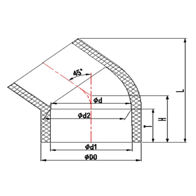 GOMITO UPVC 45 °