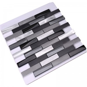 Miscela di mattoni mosaico in vetro ad incastro metallico