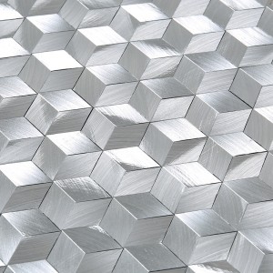 Mattonelle di mosaico di alluminio bianche di esagono di argento di forma di diamante di effetto 3D per la parete della decorazione