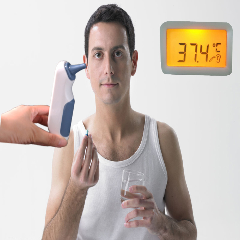 Termometro di misurazione della temperatura della febbre a infrarossi per la fronte clinica e dell'orecchio