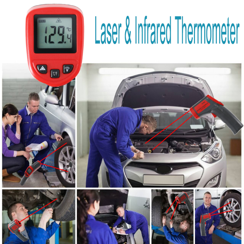 Termometro digitale a infrarossi senza contatto del laser digitale ST400 con retroilluminazione. Pistola per temperatura industriale da -32 a 400 gradi Celsius