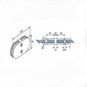 Morsetto per vetro tipo D a 180 gradi in acciaio inox