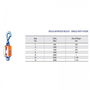 Blocco di legno regolare-Single con gancio