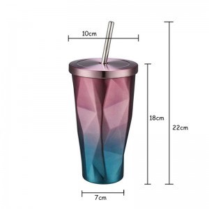 Tazza da viaggio da 16 once | Tazza in acciaio inox per tazze da caffè in acciaio inox Tazza da tè per auto in vetro con cannucce Bottiglia per bevande