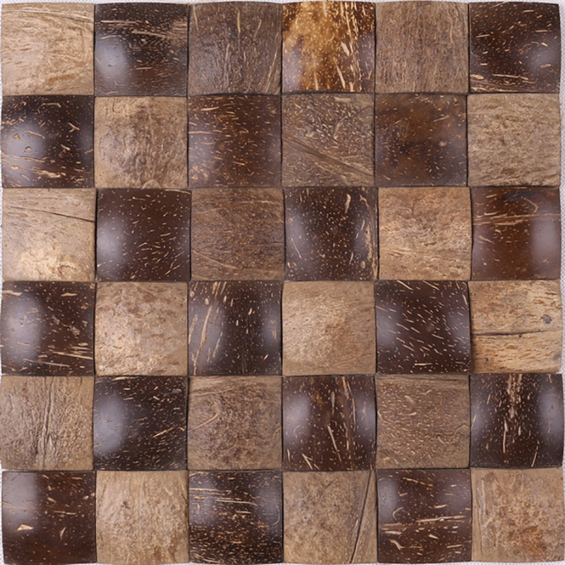 Mattonelle decorative della parete del mosaico quadrato lucidato naturale antico delle coperture di noce di cocco