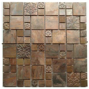 Hot Backing Metal Wall Parete in ottone rame Backsplash, mattonelle di mosaico di rame antico per bagno cucina decorativa