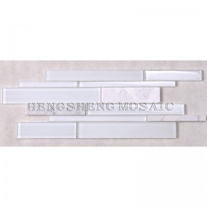 HSD131 Vendita calda Ultimo disegno Bianco Carrara Marmo misto vetro mosaico cucina Backsplash Subway Tile