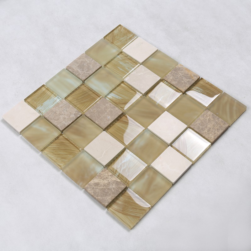 Mattonelle di mosaico di pietra di marmo misto di vetro opaco decorativo della parete della cucina di YMS20