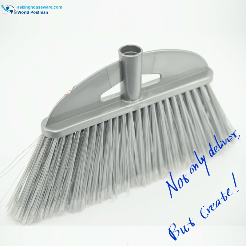 Akbrand Plastic Broom Head con semplice Brush Board e setole lunghe grigio