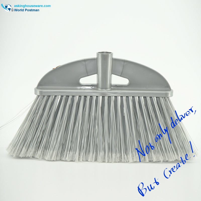 Akbrand Plastic Broom Head con semplice Brush Board e setole lunghe grigio