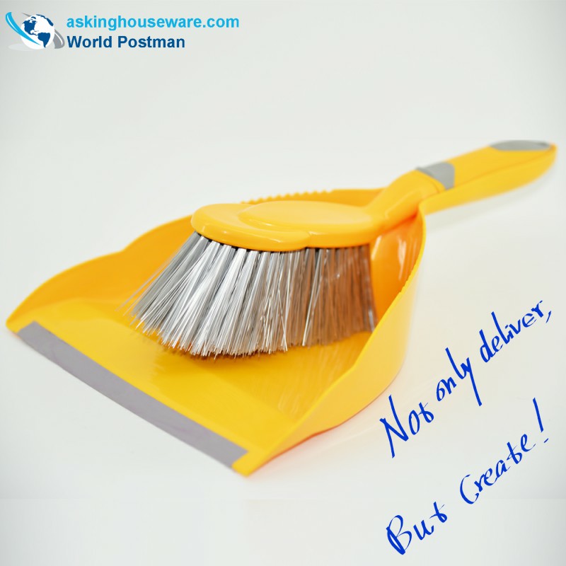 Akbrand Dustpan Brush Broom con TPR Soft Dustpan Entrance e TPR Soft Handle