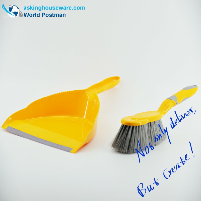 Akbrand Dustpan Brush Broom con TPR Soft Dustpan Entrance e TPR Soft Handle