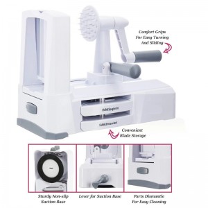 Affettatrice per verdure a mandola regolabile con 3 lame in acciaio inox