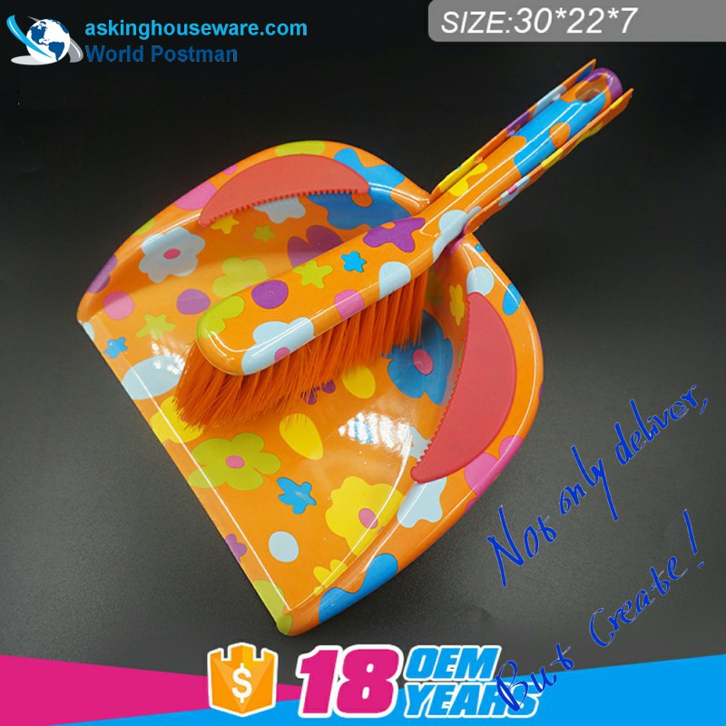 Akbrand Yellow Water Flower Dustpan Brush Scopa con PVC Line all'ingresso Dustpan