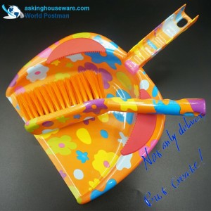 Akbrand Yellow Water Flower Dustpan Brush Scopa con PVC Line all'ingresso Dustpan