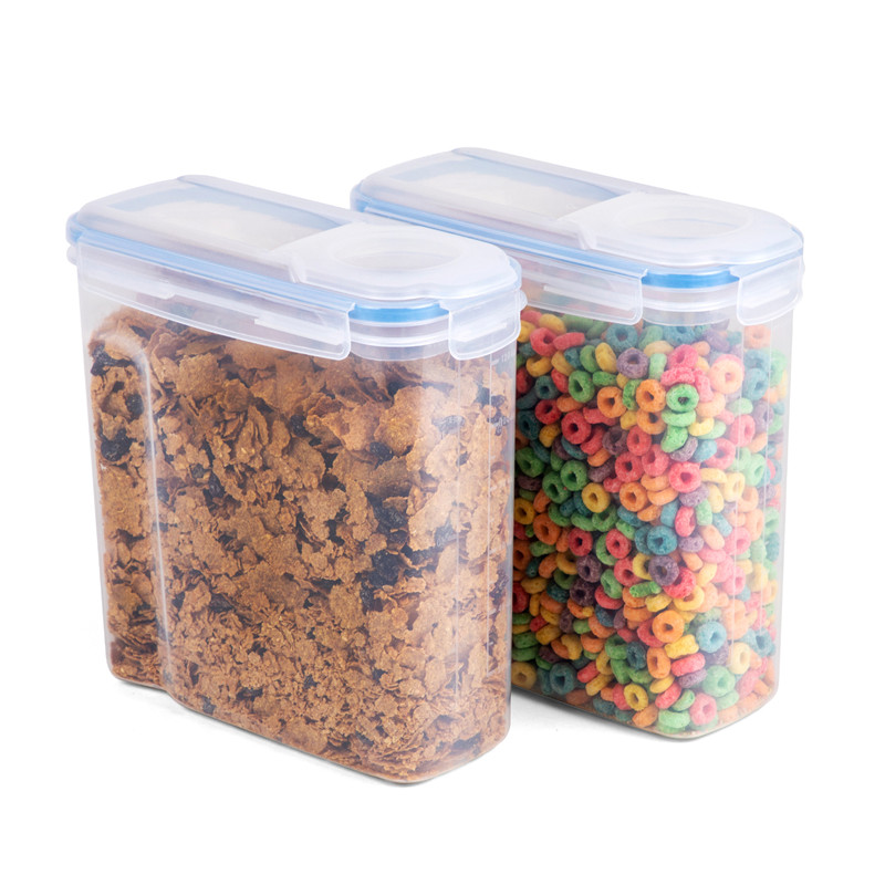 Guarnizione a tenuta stagna al 100% Coperchio in plastica per alimenti per cereali e alimenti secchi BPA per cereali Set per caffè in polvere da 2 pz x 4,0 L