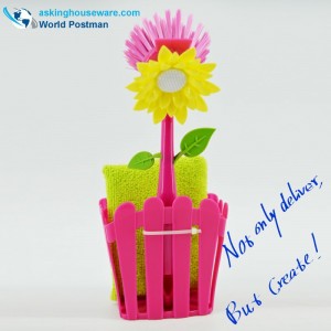 Akbrand Kitchen Cleaning Brush e Storage Secchio Set con ventose e Sponge Scour