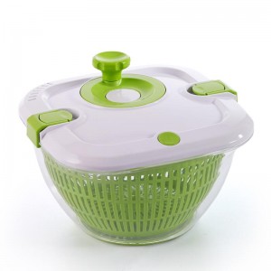 Spinner per insalata grande in plastica verde e bianca