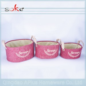 Cesti portaoggetti in tela in lino con manici