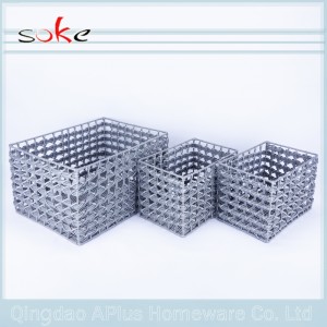 Cestino portaoggetti intrecciato a mano in rattan in PE