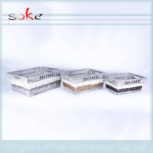 Scomparto di stoccaggio intrecciato in PE in rattan naturale