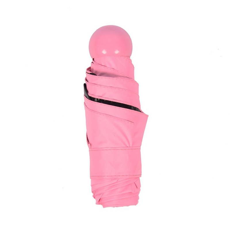 Ombrello 2019 6 Pannelli Mini 5 volte Ombrello nero anti-uv Ombrello a capsula rosa