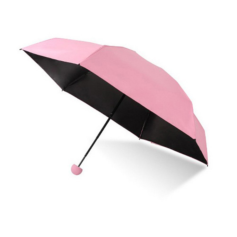 Ombrello 2019 6 Pannelli Mini 5 volte Ombrello nero anti-uv Ombrello a capsula rosa