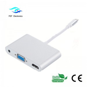 mini displayport / USB 3.1 tipo c a HDMI + VGA femmina + audio Codice: FEF-DPIC-016