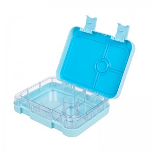 Contenitore Bento Lunch Box a tenuta stagna per bambini e adulti, colore blu, 4 scomparti