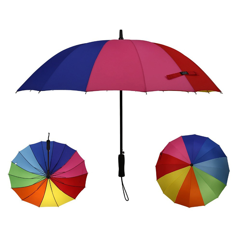All'ingrosso arcobaleno merce regali pongee tessuto 16K dritto ombrello automatico pioggia