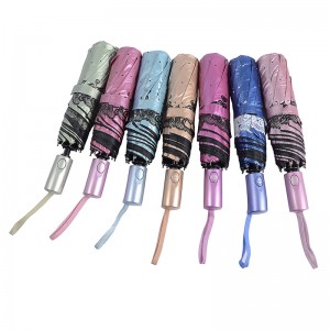 Ombrello di protezione UV nero colorato 3 ombrello pieghevole per pioggia e sole