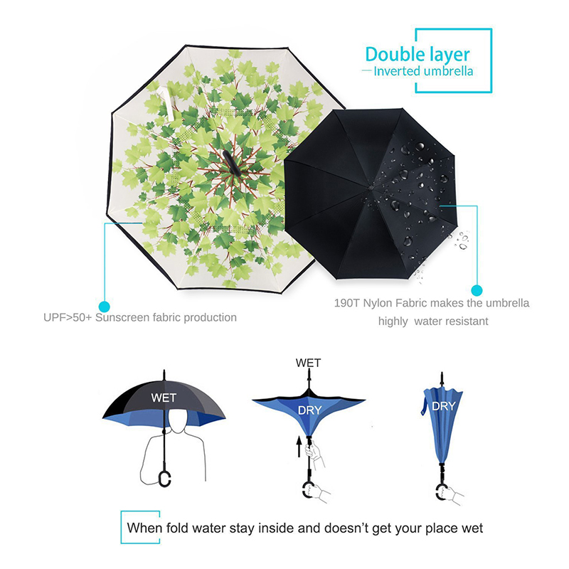 Manuale personalizzato di articoli da regalo aperto Ombrello pioggia inverso rovesciato antivento