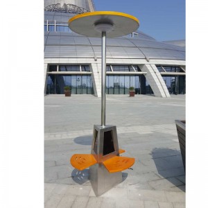 Seggiolini da banco in acciaio per ripari solari che pubblicizzano il telefono e le tavolette del polo