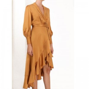 2022 Nuovo arrivo Irregular Long Women Wrap Fashion Dress