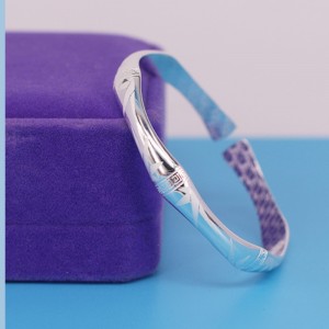 S999 classic simple foot silver bamboo knot print Bracciale squisito modello scolpito aperto Bracciale