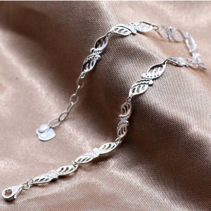 S990 Bracciale in argento a forma leggera di lusso con piccolo bracciale a foglia fresca